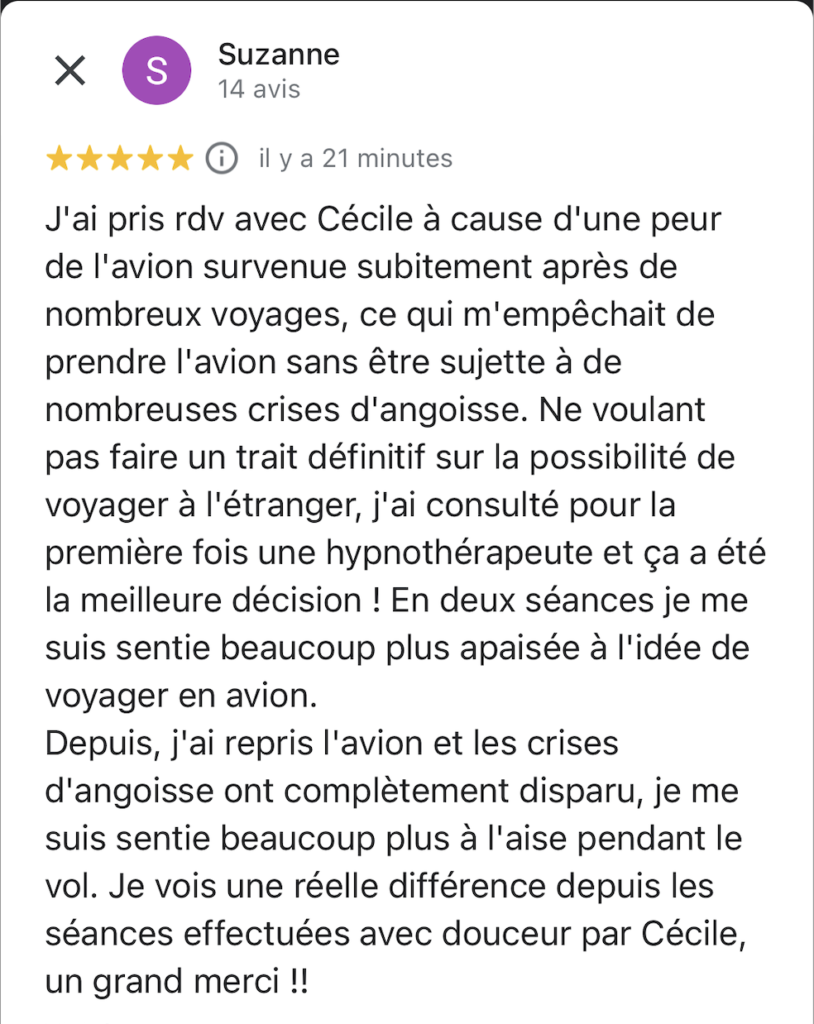 Peur de l'avion Hypnose